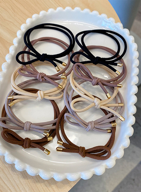 日韩简约蝴蝶结高弹力耐用头绳基础发圈女扎头发绳黑色橡皮筋气质