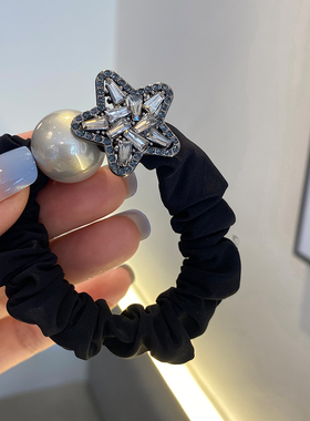 星星大肠圈发圈女丸子头绳黑色小肠发圈气质马尾仿珍珠橡皮筋头饰