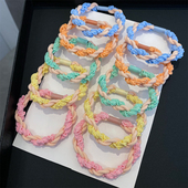 韩版 网红简约高弹力扎头绳耐用橡皮筋少女糖果色发圈 编织发绳新款