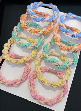 韩版编织发绳新款网红简约高弹力扎头绳耐用橡皮筋少女糖果色发圈