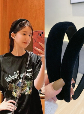 黑色丝绒发箍女款复古网红法式高颅顶压发发卡皮头箍女简约头饰