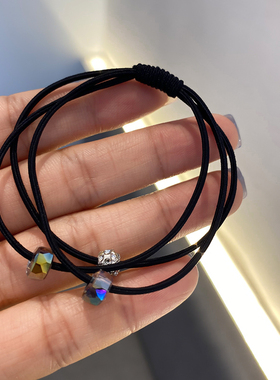 头绳女轻奢气质皮套高弹力耐用发绳成人扎头发橡皮筋简约水钻发圈