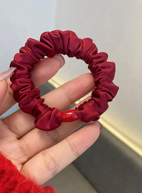 本命年新款酒红色系头绳高弹喜庆红布肠圈扎马尾头发发绳皮套皮筋