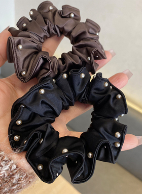 黑色钉珠肠圈大肠发圈女高级感洋气时尚头花头绳扎头发丸子头发饰