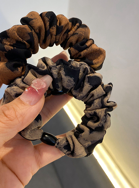 复古简约高级感豹纹小肠发圈女2025新款高弹耐用丸子头不伤发皮筋