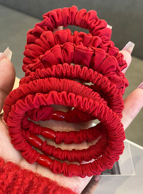 红色头绳女本命年布素发圈皮套不伤发女生皮筋新年喜庆扎头发发绳