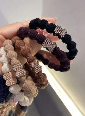 简约基础加粗发绳高弹防滑头绳百搭基础皮筋运动黑色耐用皮套女