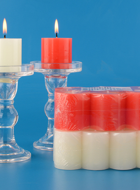 象牙白色圆柱形加粗短家用照明小红蜡烛台无烟味装饰餐厅浪漫摆件