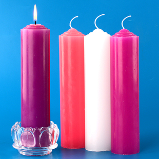 深紫浅色粉蜡烛将临期圈环教堂节日活动加粗款 大型号无烟味照明腊