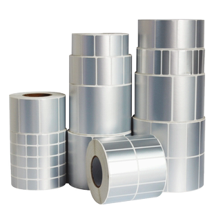 亚银标签纸PET哑银不干胶标签贴纸银色60x40 50*30 20 70 80 90 100mm防水防油防撕耐高温固定资产条码打印纸