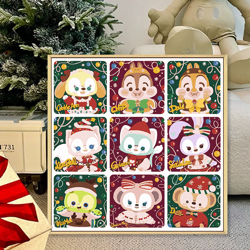 迪士尼七宝数字油画diy填充填色手工绘玲娜贝儿圣诞丙烯画装饰画