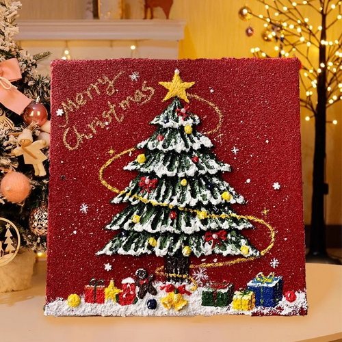 圣诞节diy石英砂肌理画手工礼物