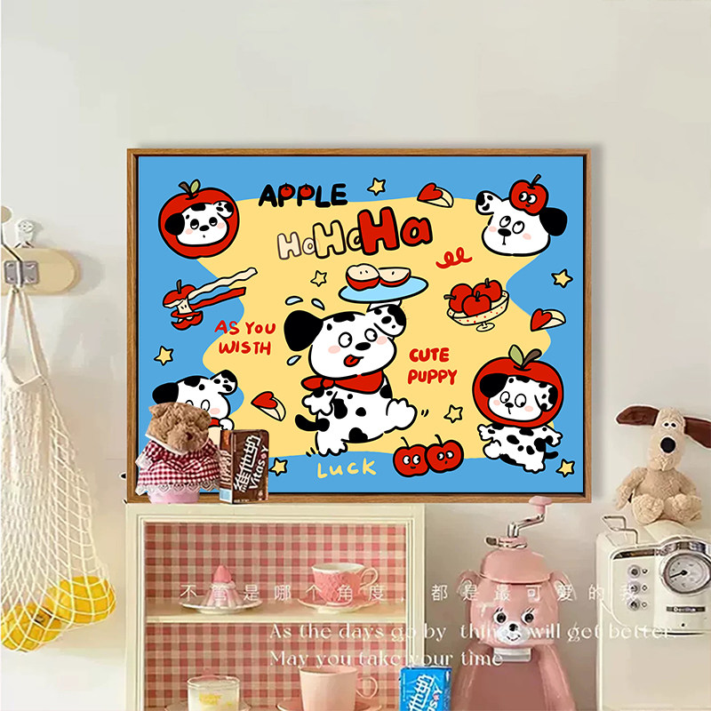 卡通小狗猫咪数字油画diy填充填色手工绘可爱治愈丙烯油彩装饰画,家居饰品,DIY/数字油画,淘宝优惠券,粉丝福利购,淘宝优惠卷