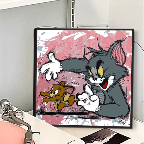 汤姆杰瑞diy数字油画潮流装饰画