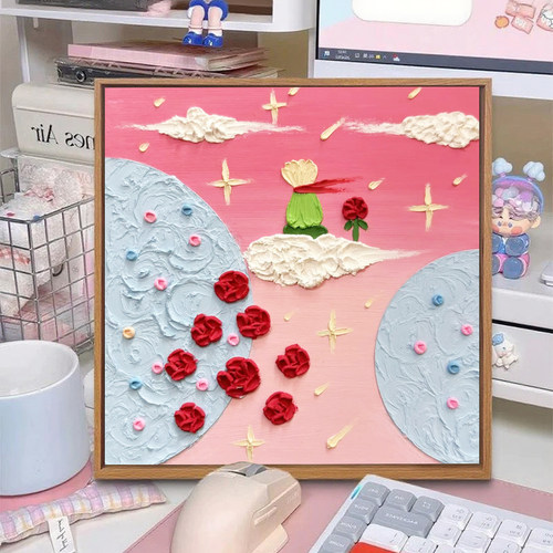 小王子diy石英砂肌理画装饰画