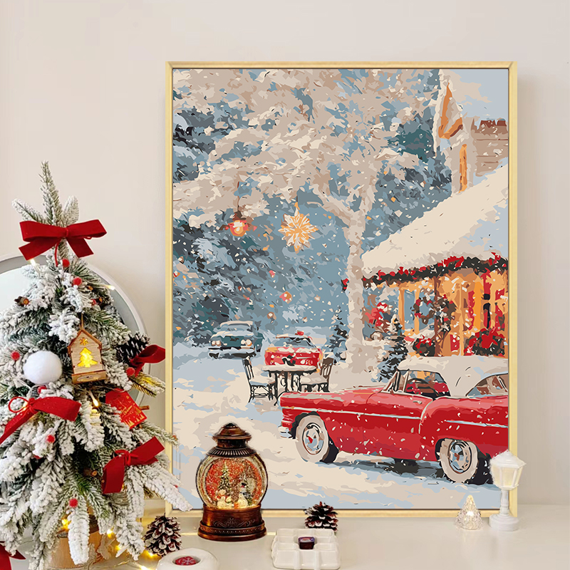 冬日风景diy数字油画装饰画