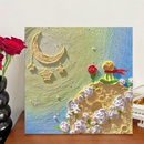 小王子立体肌理画石英砂丙烯数字油画diy材料包手工玫瑰花装 饰画