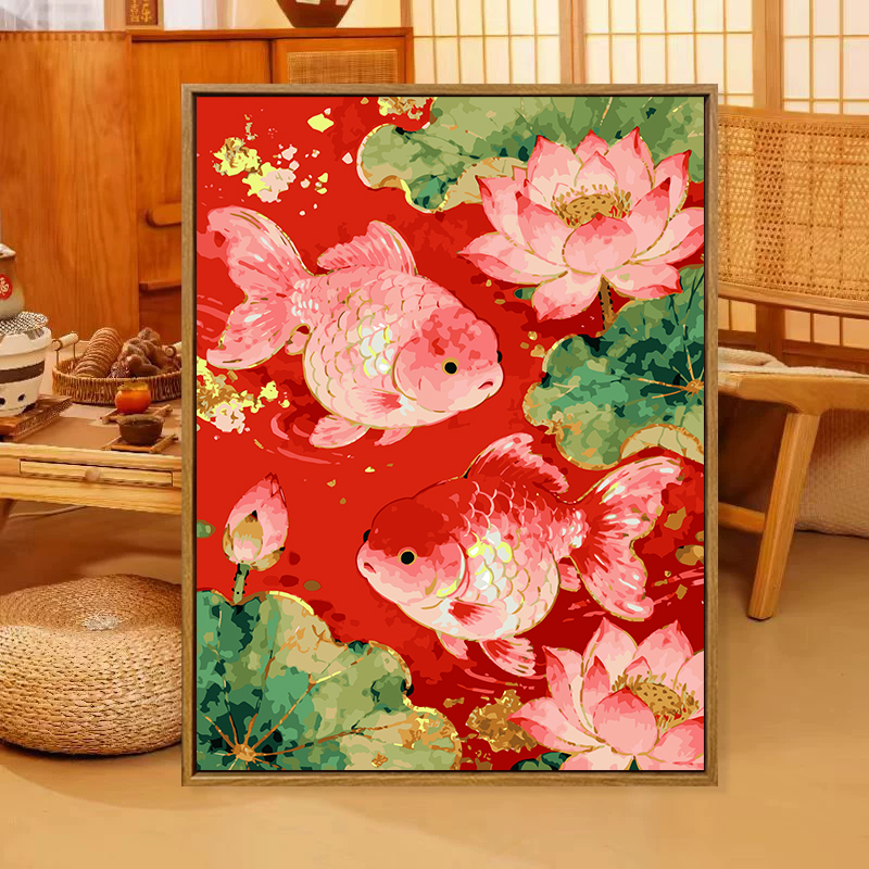 好运锦鲤diy数字油画装饰画挂画