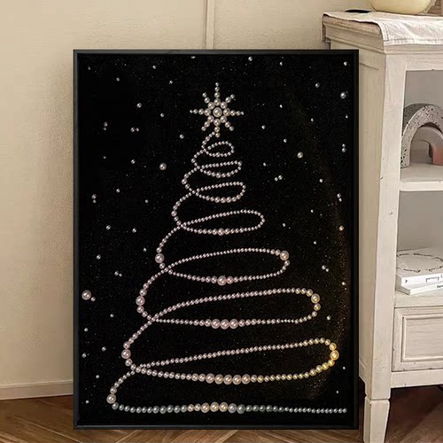 圣诞节珍珠画diy手工肌理画