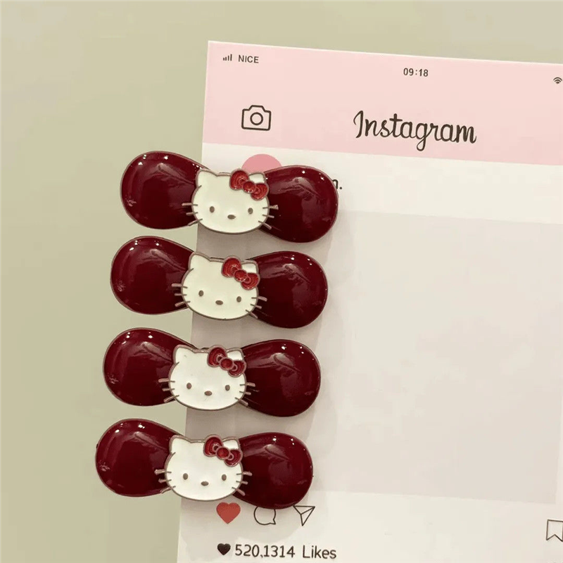 kitty猫发夹2025新款复古可爱小猫蝴蝶结发夹甜美ins刘海侧边发卡