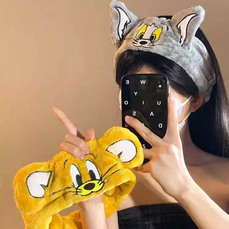 猫和老鼠可爱洗脸发箍敷面膜化妆束发带运动弹力松紧透气包头发饰
