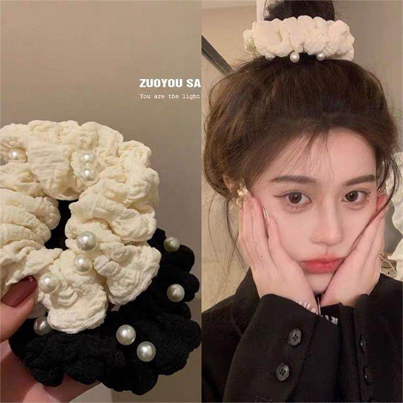 珍珠褶皱布艺大肠发圈女网红法式复古皮筋女扎头发绳简约百搭发饰,饰品/流行首饰/时尚饰品新,发饰,淘宝优惠券,粉丝福利购,淘宝优惠卷