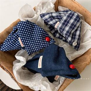 百搭2025新款学院风格三角网红撞色波点鲨鱼后脑勺发夹发抓发饰女