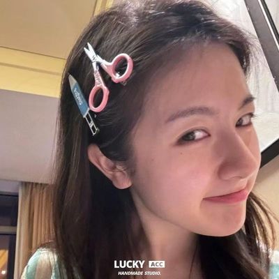 新搞怪创意铅笔白色鸭嘴夹侧边夹发卡刘海夹发夹发饰仿真李兰迪