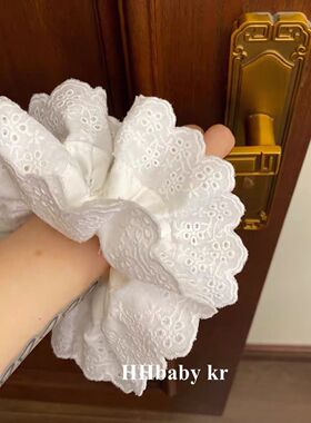 元旦芭蕾风露丝头饰法式蕾丝镂空发圈公主超大头花女发绳白色蕾丝