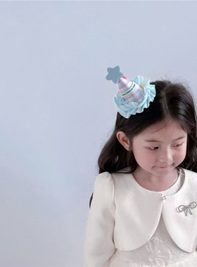 儿童生日格纹公主星星发夹可爱日常百搭布艺高颜值黄色系超软