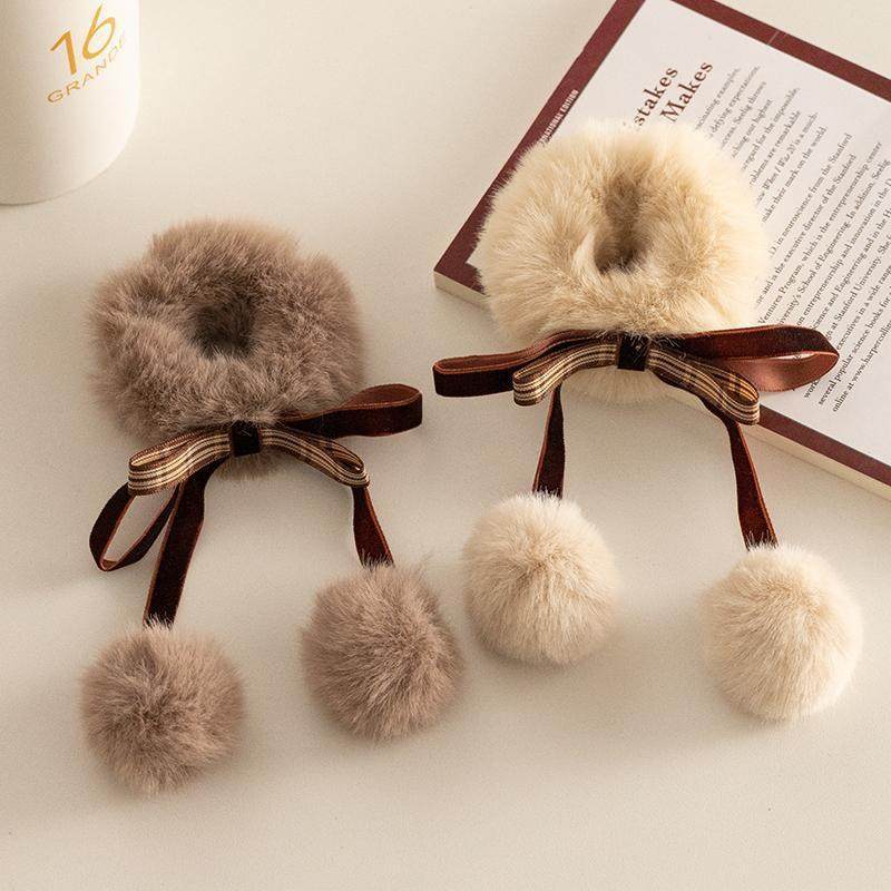 新年秋冬新款咖色系毛绒发圈气质仙美毛球蝴蝶结头饰扎丸子头头绳,饰品/流行首饰/时尚饰品新,发饰,淘宝优惠券,粉丝福利购,淘宝优惠卷