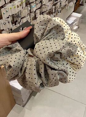 韩版波点2024新款棉麻纯棉布艺圆点大号大肠圈发圈森女超仙头饰品