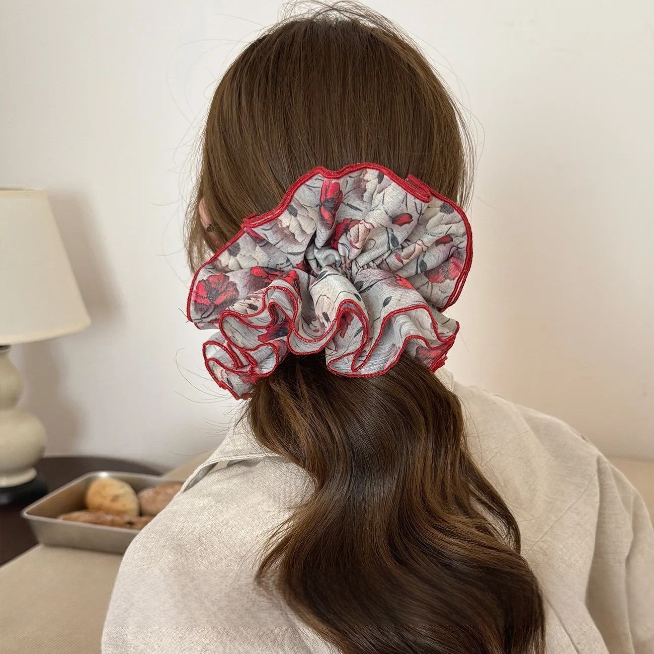 红色晕染碎花大肠发圈复古海棠夜雨高级感丸子头ins风女发饰,饰品/流行首饰/时尚饰品新,发饰,淘宝优惠券,粉丝福利购,淘宝优惠卷