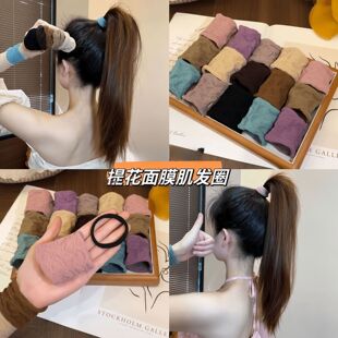 肌肤感面膜发圈女2024新款皮筋高弹力耐用黑色扎发头绳无接缝头饰