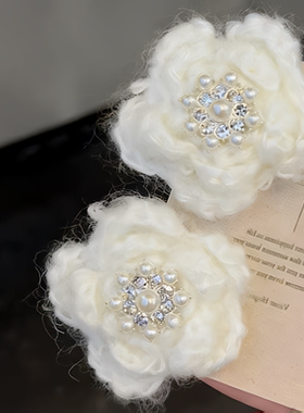 秋冬温柔飞舞白色雪花线发夹圣诞百搭氛围气质侧边装饰女头饰