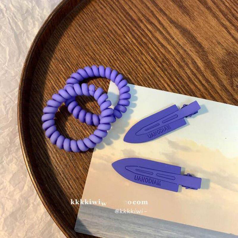 韩国新款长春花蓝紫无痕发夹韩国ins磨砂烤漆质感侧边刘海夹