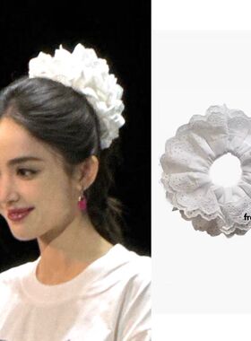 娜扎赵露思同款白色蕾丝花边发圈高级感芭蕾风甜美少女感发饰