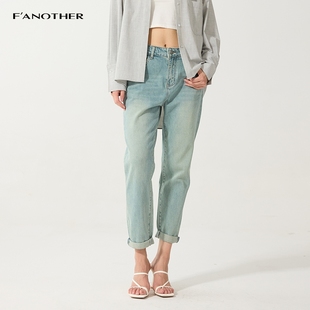 来赛尔哈伦裤 名邦直筒裤 简约宽松老爹裤 2025春秋新款 子 浅色牛仔裤