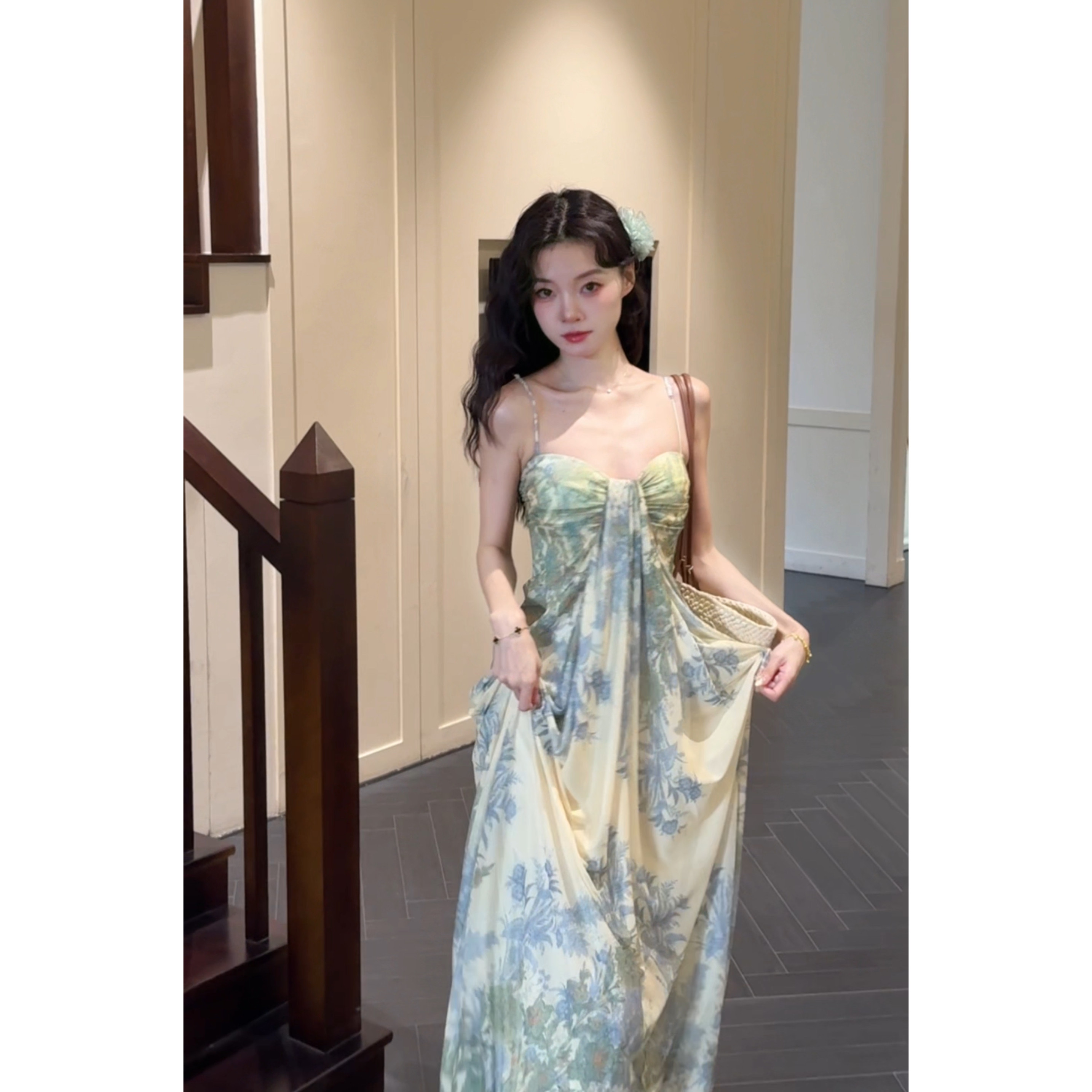 Seven 七分糖法式扎染吊带抹胸连衣裙女夏季度假裙气质设计感长裙,女装/女士精品,毛针织衫,淘宝优惠券,粉丝福利购,淘宝优惠卷