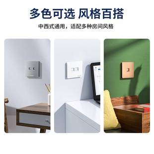 山泽网络面板千兆电脑插座双口电话网口网线插座86型超五类六七类