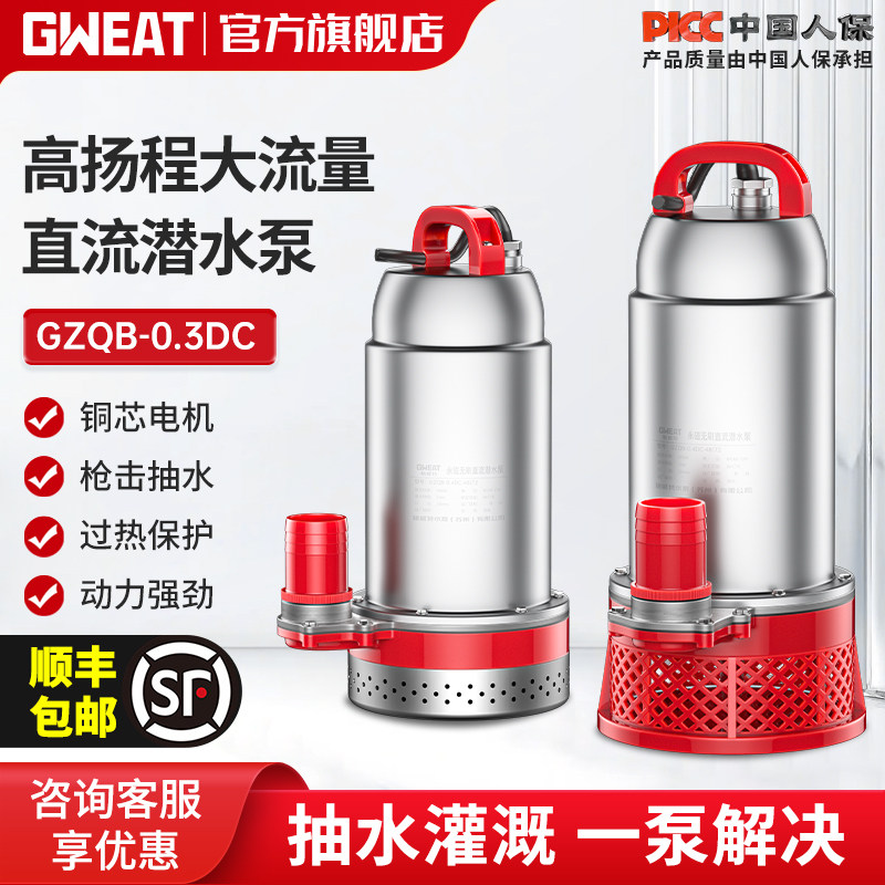 格威特直流潜水泵高扬程大流量家用不锈钢灌溉小型便携抽水机
