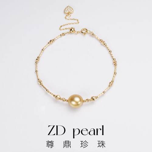 尊鼎珍珠【菲菲专属】S925银海水珍珠金珠手链9-11mm