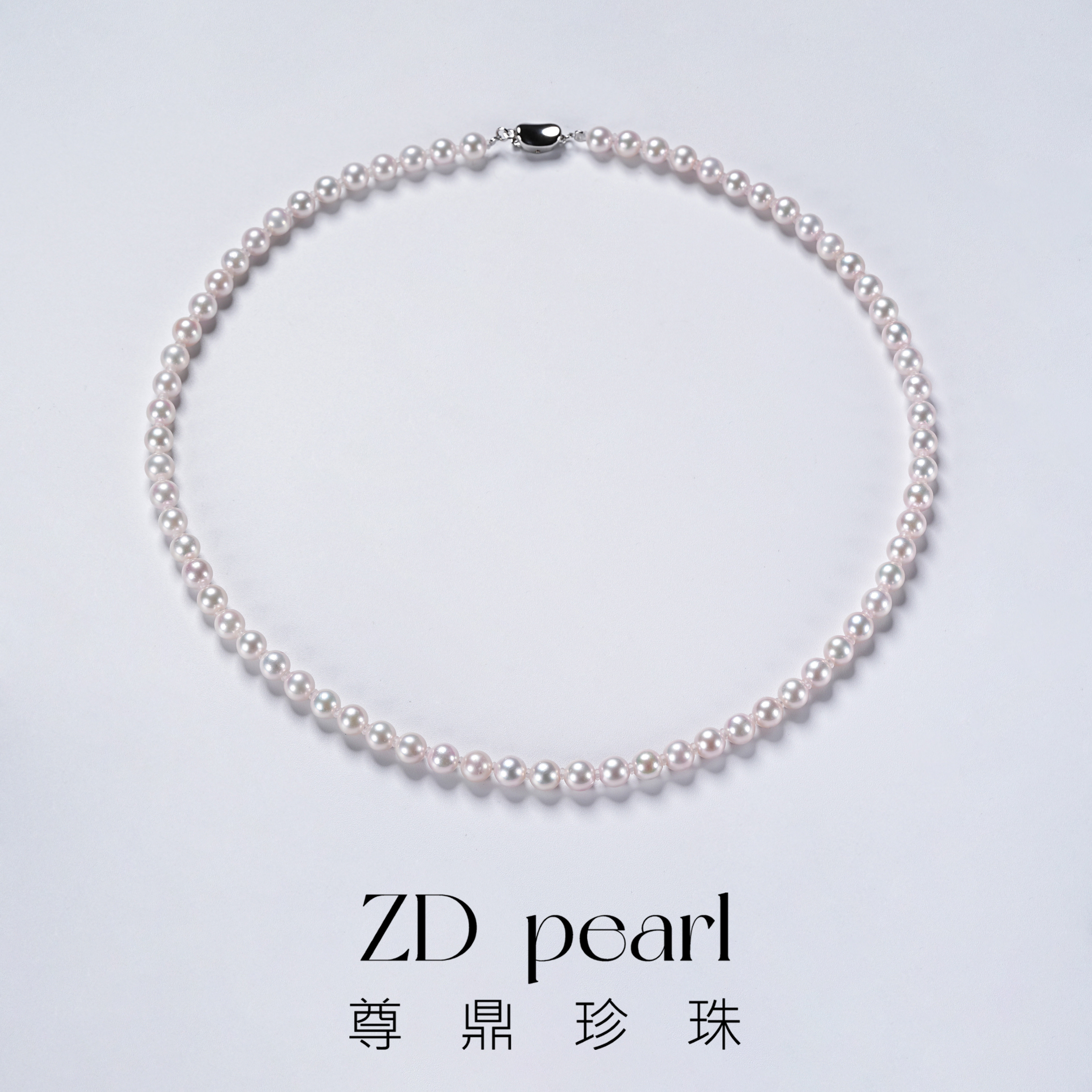 尊鼎珍珠-S925银海水珍珠中国南珠白珠项链5-6mm-ZD