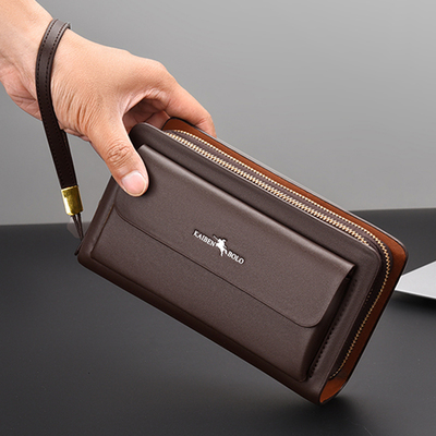 真皮大容量多功能男士手拿包