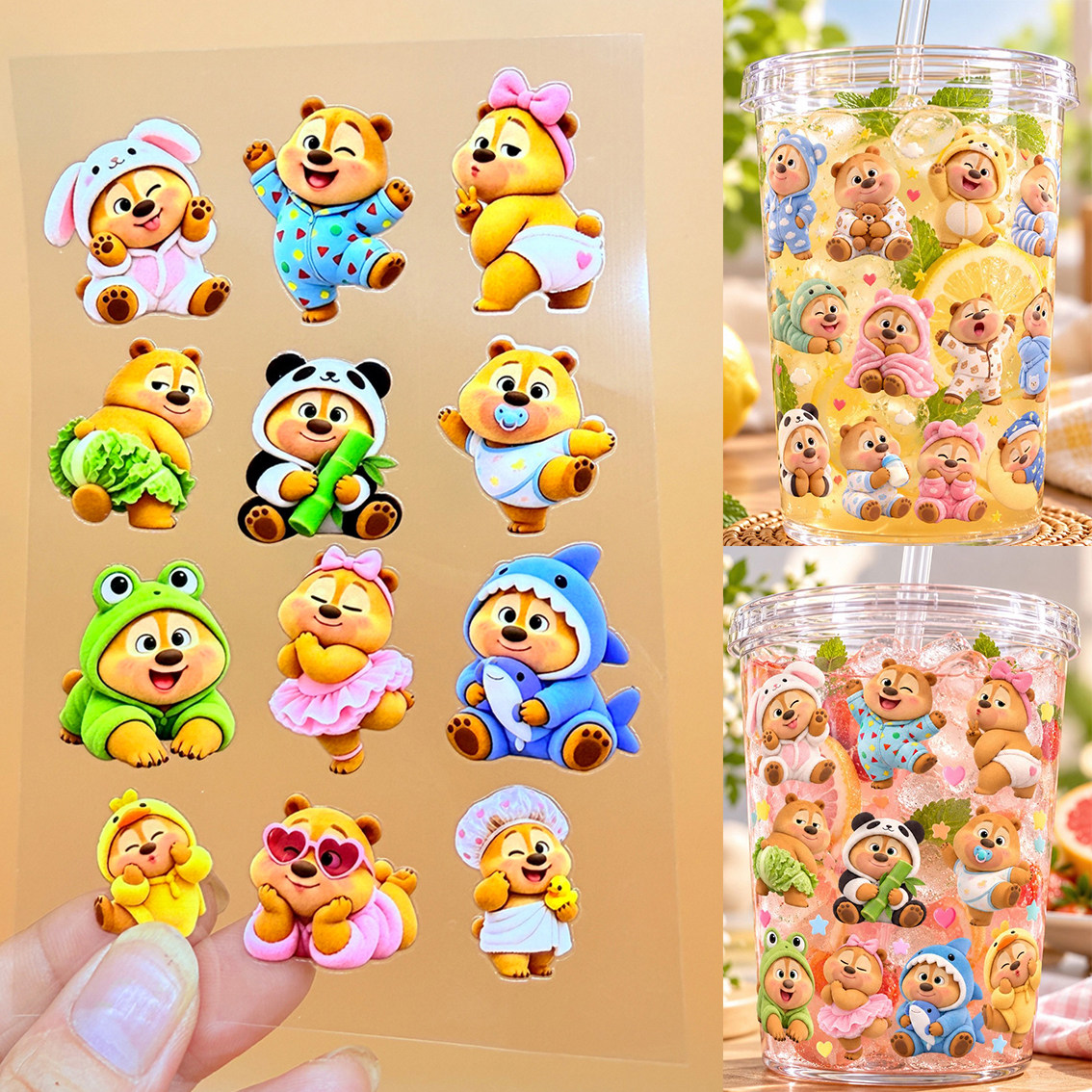 熊二宝宝呆萌3D转印贴diy装饰