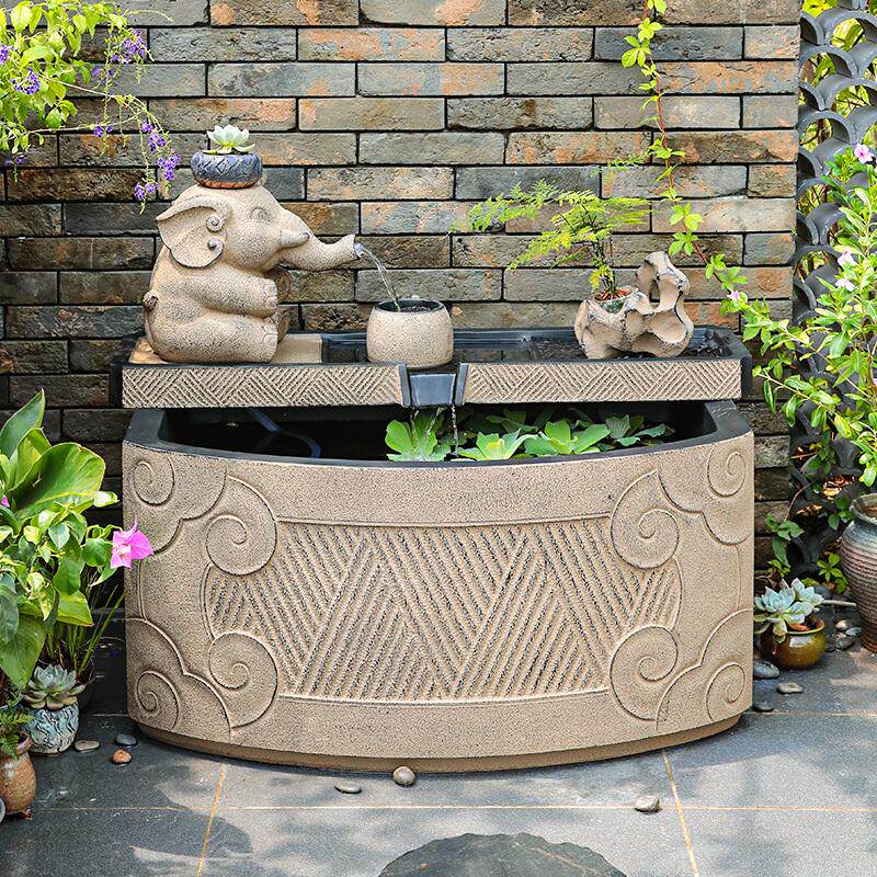 陋石坊庭院流水景观户外喷泉瀑布阳台花园布置室外假山鱼池循环水