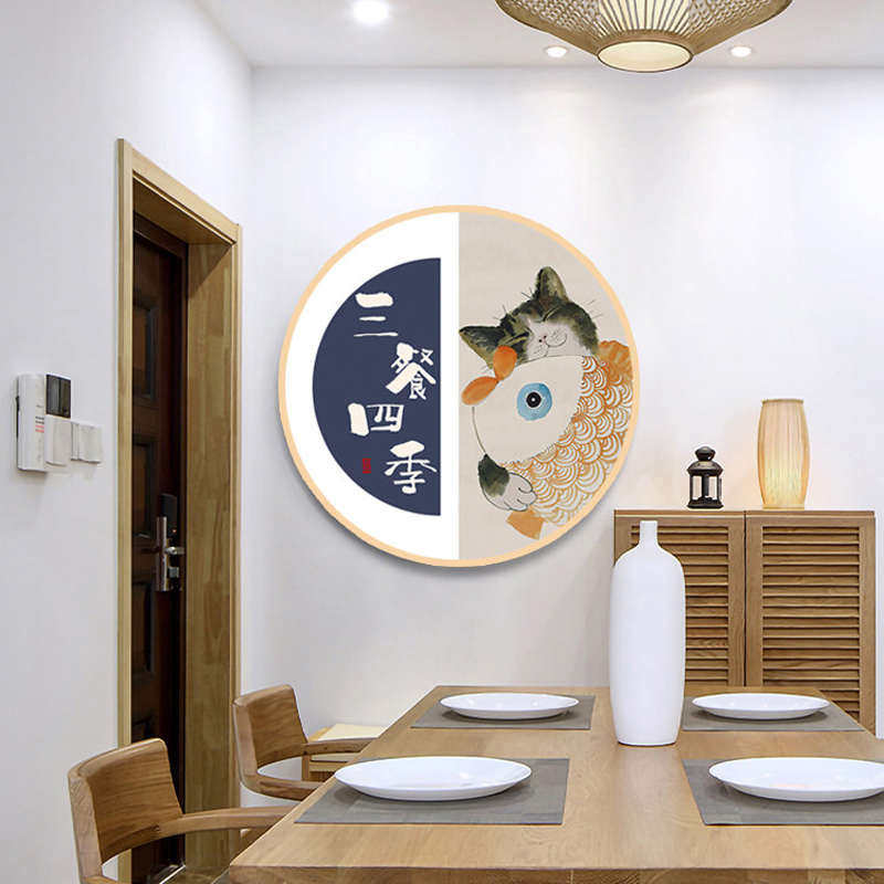 餐厅钻石画2024新款欧式圆形贴钻十字绣客厅简约现代猫咪钻石绣5d