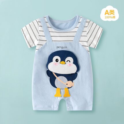 品牌清仓厂家直销婴幼儿连体衣纯棉短袖宝宝哈衣卡通爬服夏季薄款