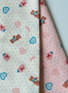 [复古小熊]波点抱枕版独家授权60支棉娃衣手工面料145*50cm