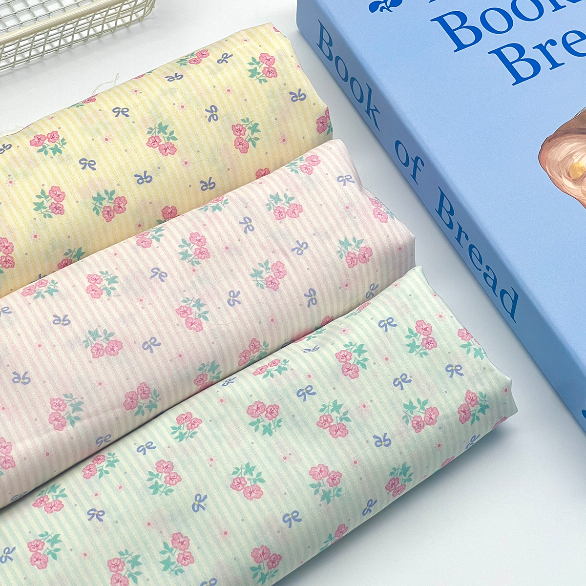 原创韩系条纹碎花60支纯棉娃衣手作发圈手工面料148*50cm